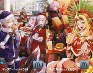 (2枚組) アルトリア・キャスター/ナイチンゲール/ケツァル・コアトル/計4名「マックカード500円 Fate/Grand Order」 サンタオールスターズ クリスマスキャンペーン 抽プレ/第1弾