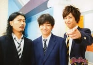 パンサー/集合(3人)/横型・上半身・衣装黒白・スーツ・尾形左手指差し・ロゴ「PowerPurin」/「パワー☆プリン」ナマーシャ