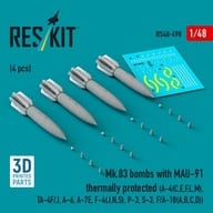 1/48 MK.83 1000ポンド爆弾 w/MAU-91 遅延落下装置 (海軍型) (4個入) ディティールアップパーツ [RSK48-0498]