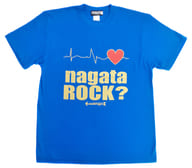 永田裕志×コラソン コラボTシャツ NAGATA ROCK?(GOLD) ブルー Sサイズ