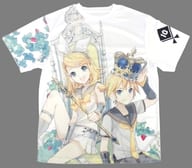 B.鏡音リン＆鏡音レン(レン王冠) 10周年 フルグラフィックTシャツ ホワイト フリーサイズ 「VOCALOID」