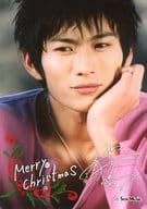 松田悟志/バストアップ・衣装ピンク・左手顔・印刷メッセージ入り「Mery Christmas」/公式生写真