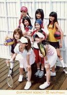 Berryz工房/集合(8人)/全身・前屈み・菅谷サンバイザー・ラケット・背景白/公式生写真